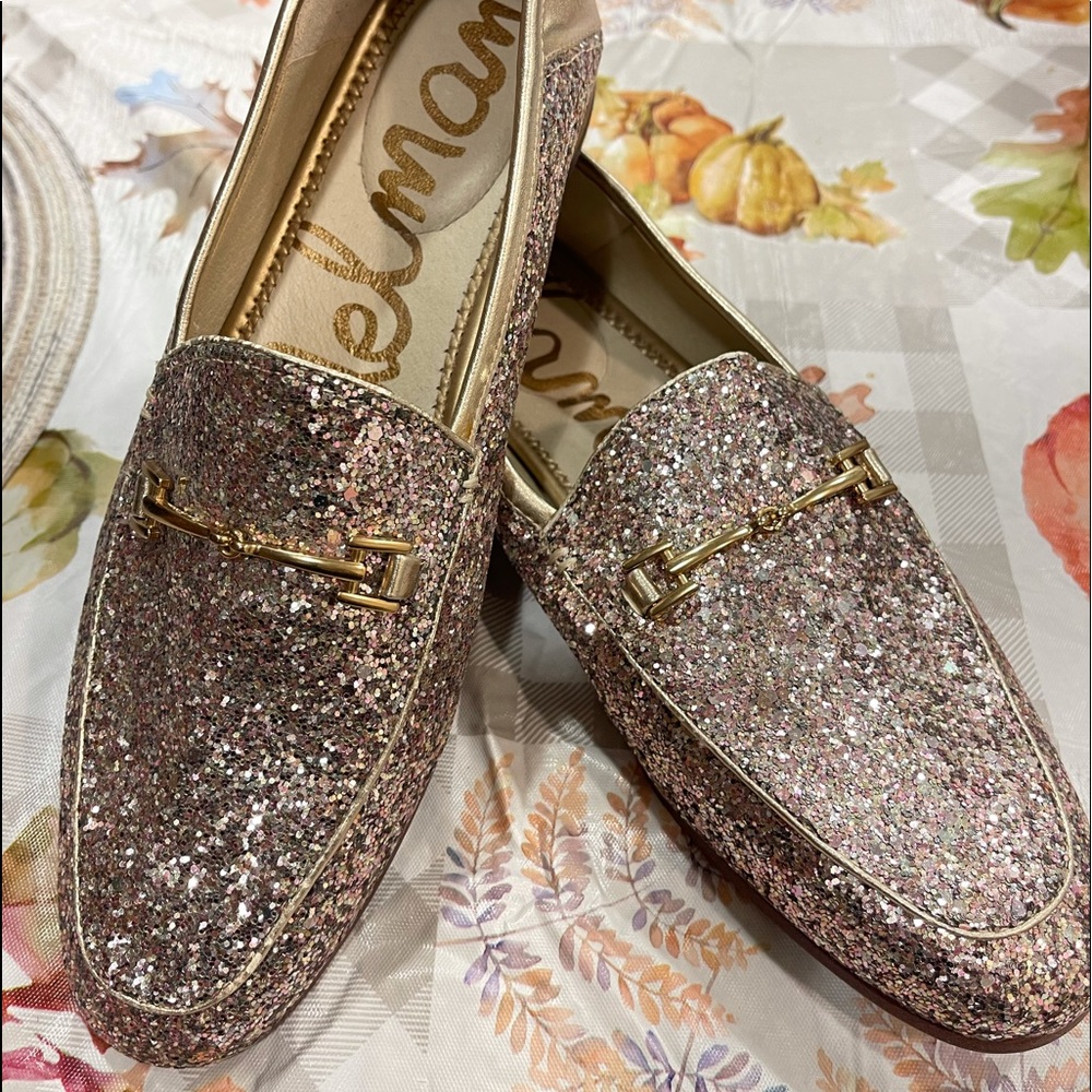 Sam Edelman Pink Glitter Loafers size 9